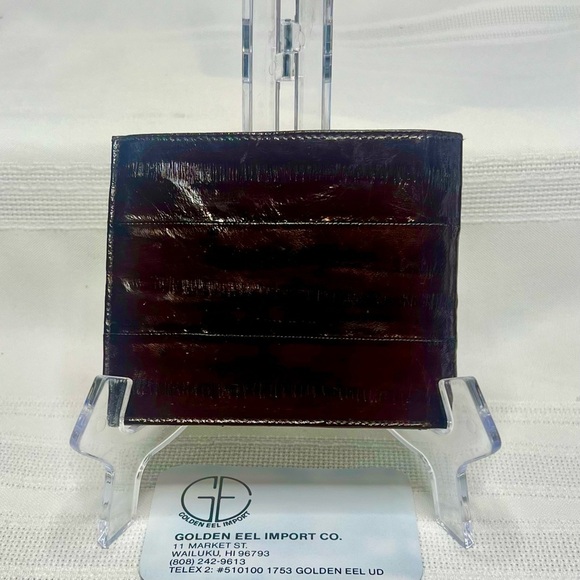 VTG Genuine Eel Skin Burgundy Bifold Wallet Never Used - Picture 3 of 9